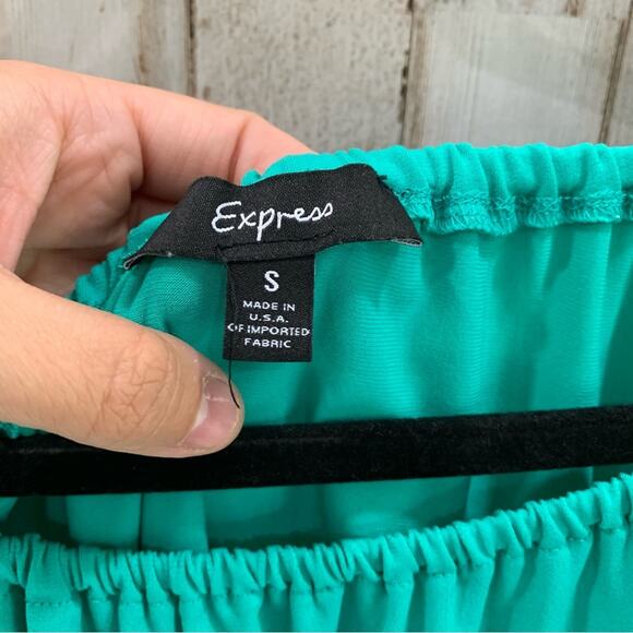 Express Green Flowy Drapey Top Y2K Going Out Top Shirt - Picture 4 of 4